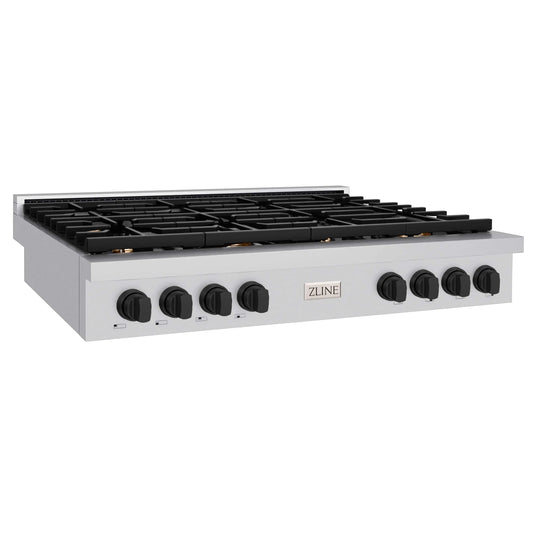 ZLINE 48" Paramount Gas Rangetop Stainless Steel Matte Black SRTZ-48-MB