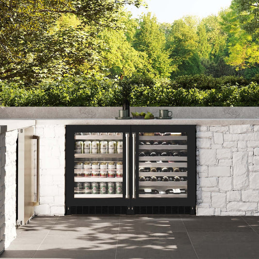 ZLINE 24" Touchstone Dual Zone 44 Bottle Wine Cooler Black Matte Glass Door RWDO-BLM-24