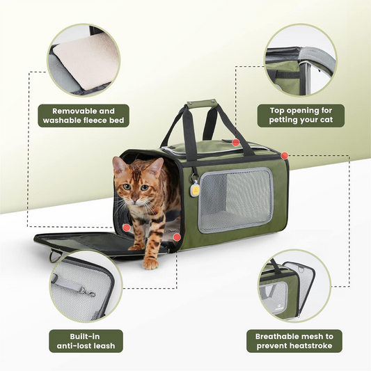 Waterdrop Airline Approved Protable Foldable Cat Carrier, Top Open and Breathable Mesh boxes for household pets, Travel Friendly Pet Travel Carrier for Cat and Little Dog(Blue)