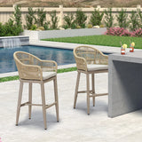 PURPLE LEAF Outdoor Bar Stools Rattan Bar Stools Counter Stools with Back and Cushions  for Patio, Garden, Kitchen