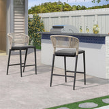 PURPLE LEAF Outdoor Bar Stool Set of 6, Wicker Chairs Bar Chairs with Cushion, All-Weather Patio Furniture kitchen stools