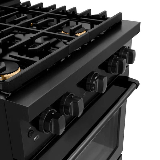 ZLINE 30 in.Gas Range, Convection Gas Oven, Brass Burner, Black Stainless Steel, SGRB-BR-30