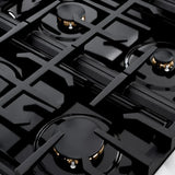 ZLINE 36" Dual Fuel Range, Gas Cooktop, Electric Convection Oven Black Stainless Steel Brass Burners, CDRB-BR-36