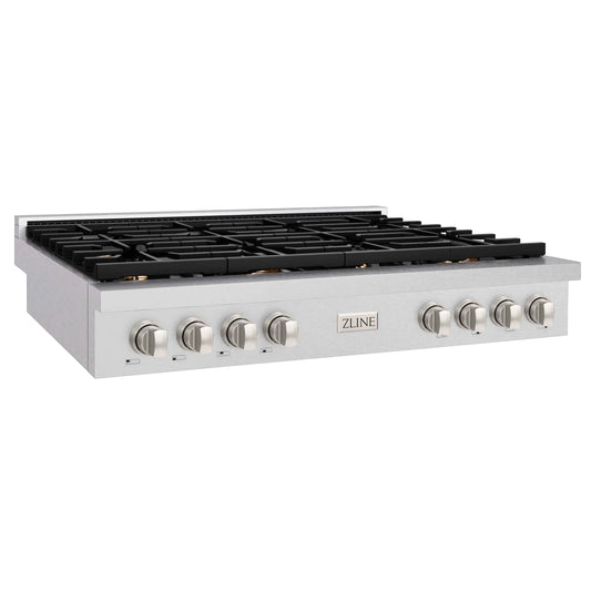 ZLINE 48" Paramount Gas Rangetop DuraSnow® Stainless Steel Brass Burners SRTS-BR-48