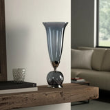 Ayers Smoked Glass Trumpet Vase Short