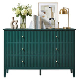 Modern Green Fluted Dresser with 6 Drawers