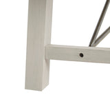 French Country White Wood Dining Bench Seats 3 *