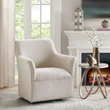 Flare Arm Swivel Glider Lounge Chair, Cream