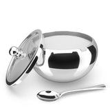 Kook Large Stainless Steel Sugar Bowl, Lid & Spoon