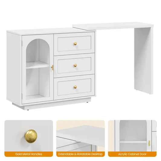 Wholesale 59” Large Extendable Makeup Vanity Desk, Corner Vanity Table
