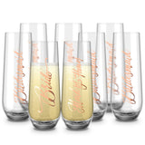 Kook Stemless Champagne Flutes, 9.4 oz, Set of 8