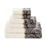 Embroidered Paisley 6-Piece Bath Towel Set, Black