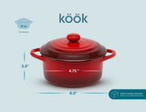 Kook Mini Ceramic Casserole Dishes with Lids, 4-Pack