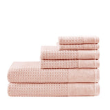 Spa Waffle 6-Piece Bath Towel Set [Certified], Pink