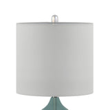 [Set of 2] Clear Glass Base Table Lamps, Teal Blue Glass