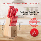Moss & Stone 14-Piece Red Knife Block Set