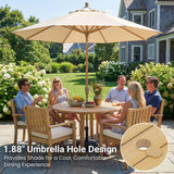 47.24" Acacia Wood Outdoor Dining Table with Umbrella Hole