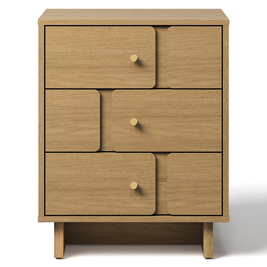 3-Drawer Nightstand, Solid Wood, 110LBS Capacity