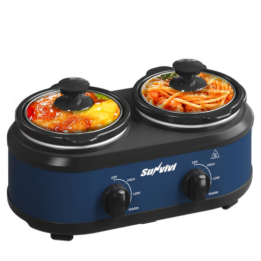 Dual Slow Cooker, Buffet Server and Warmer with 2 Pots