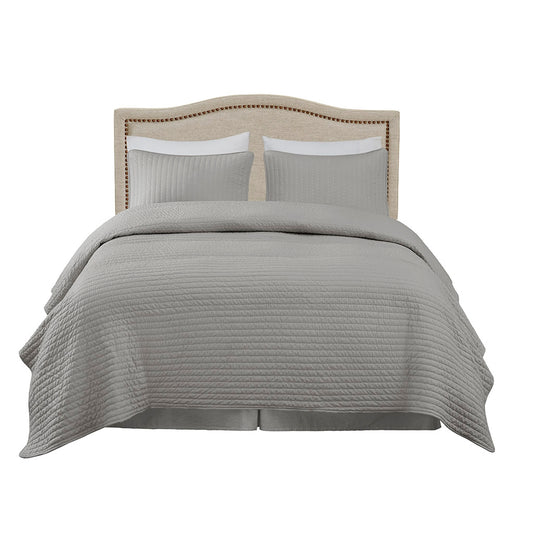Upholstered Bed Headboard with Nailheads Accent, Taupe
