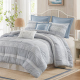 7 Piece Shabby Chic Comforter Set, Blue