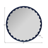 Santosh Round Glossy Navy Scalloped Mirror