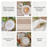 Burlap and Lace Tableware Set 62 Pieces