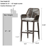 PURPLE LEAF Modern Bar Stools Aluminum Bar Stool with Cushion for Indoor and Outdoor, Kitchen Island