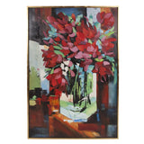 Red Tulips In Vase Hand Painted Original Art