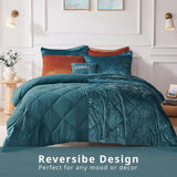 Crushed Velvet 4-Piece Comforter or Duvet Cover Set, Teal