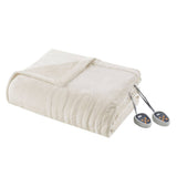 Heated Microlight Plush Electric Bedding Blanket, Ivory