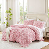 Bowtie Piece Lightweight Puffy Floral Comforter Set, Pink