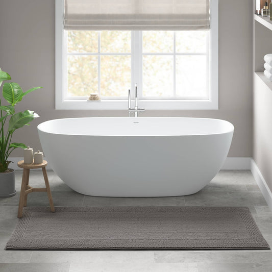 100% Cotton Tufted 3000 Gsm Reversible Bath Rug, Charcoal