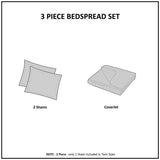 Velvet 3-Piece Quilt Set, Grey