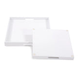 White Lacquer Square Wood Tray Set