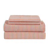 Stripe Modern Comforter Set with Bed Sheets, Coral/Grey