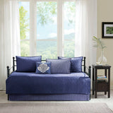6 Piece Reversible Cottage Daybed Cover Set, Navy