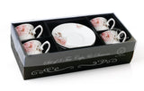 Pink Floral Butterfly Tea & Coffee Set for 4