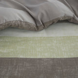 Stripe Modern Comforter Set with Bed Sheets, Green/Grey