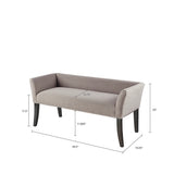 Flared Low Arm Low Back Accent Bench, Grey