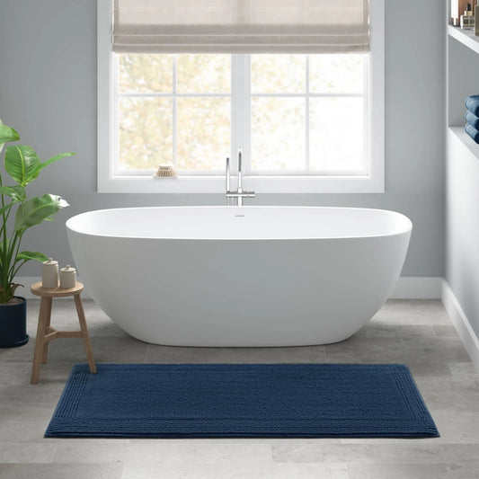 100% Cotton Tufted 3000 Gsm Reversible Bath Rug, Navy