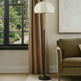 Modern Floor Lamp with Domed Shade, Black & Antique Gold
