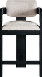 Sacha - Linen Stool With Black Base