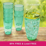 23oz Teal Hammered Acrylic Cups Set of 8