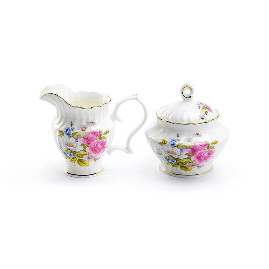 Gracie Bone China Grace's Rose Sugar & Creamer Set