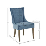 [Set of 2] Armless Ultra Upholstered Dining Chairs, Blue *