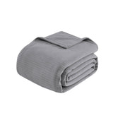Microfleece Grid Patterned Blanket, Grey