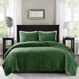 Velvet 3-Piece Quilt Set, Green