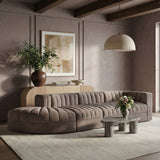 Rummi - Velvet Performance Fabric Upholstered 4 Piece Modular Sectional With Reverse Corner Chair