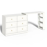 Wholesale Makeup Vanity Desk with 6 Drawers, Extendable corner Vanity